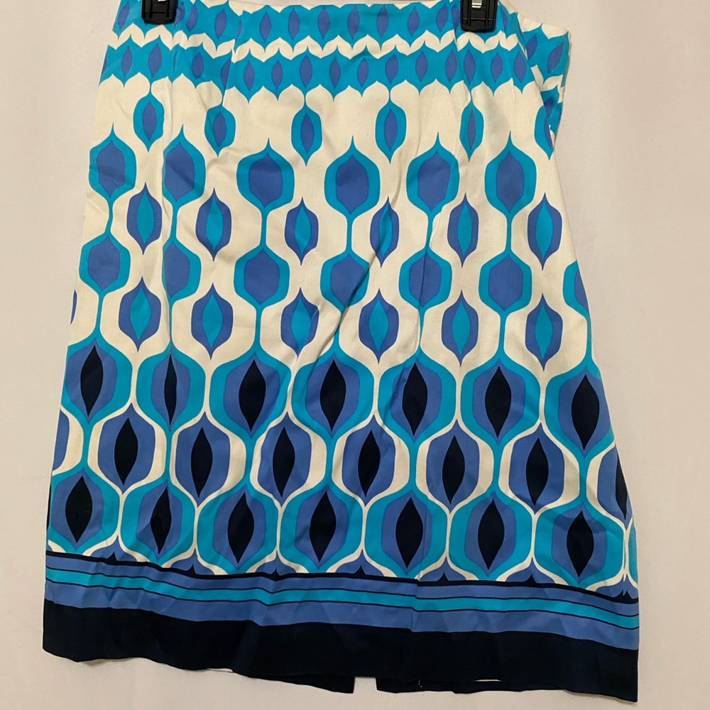 Talbots Blue and White Knee-Length Pencil Skirt
